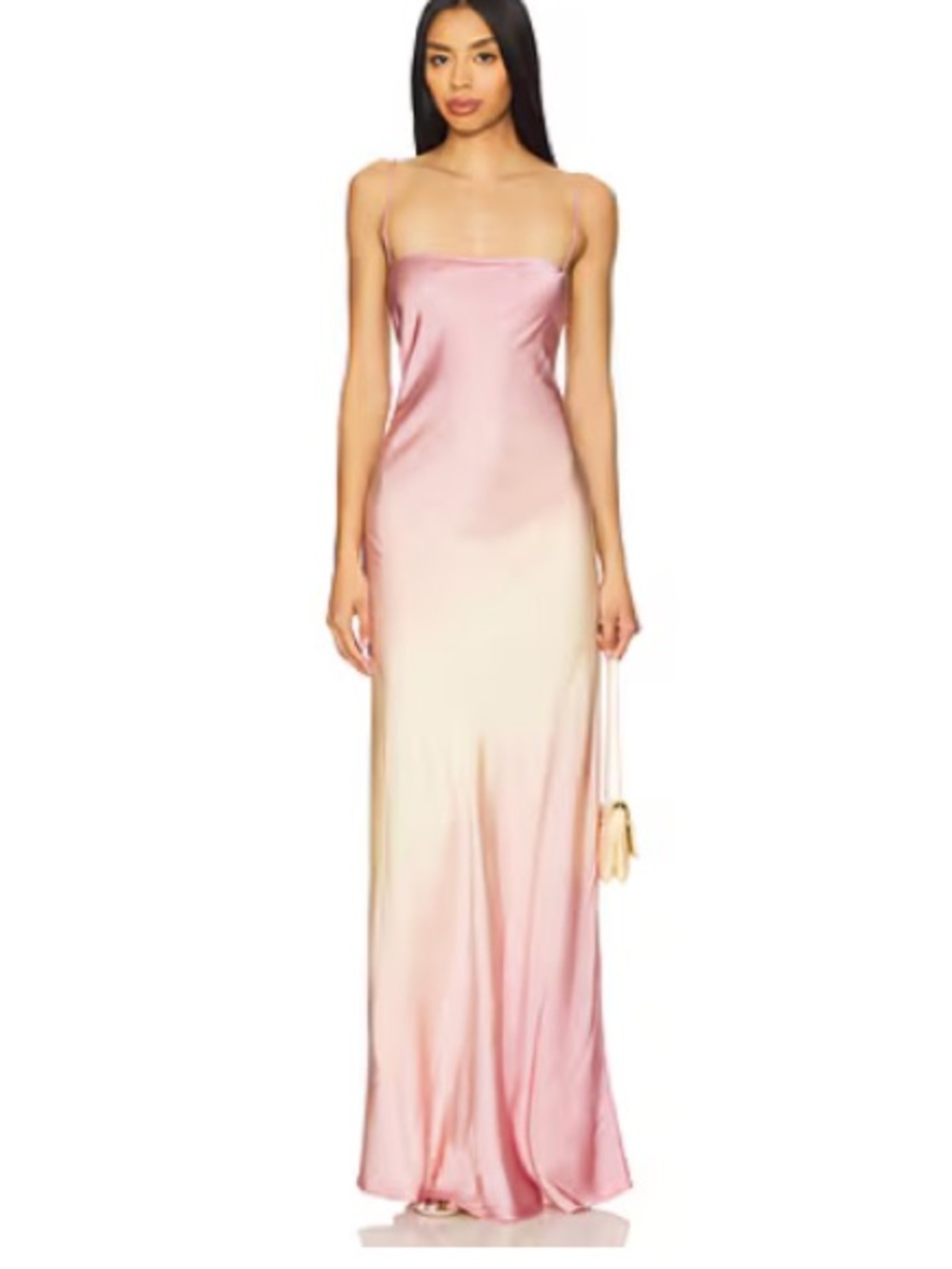 NWT Good American Sunset Gradient Ombre Satin Maxi Slip Dress - Med
